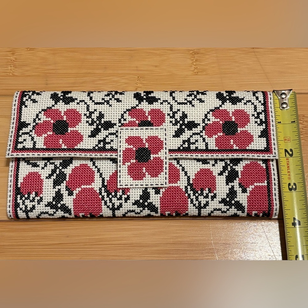 Needlepoint Wallet Floral Handmade Cross Stitch Boho Cottagecore - Picture 7 of 7